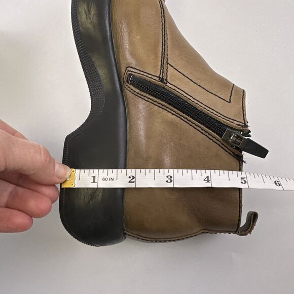 Dansko Vintage Platform Bootie Brown Tan Leather Laces Side Zip Womens 37 US 6.5 - Picture 13 of 14